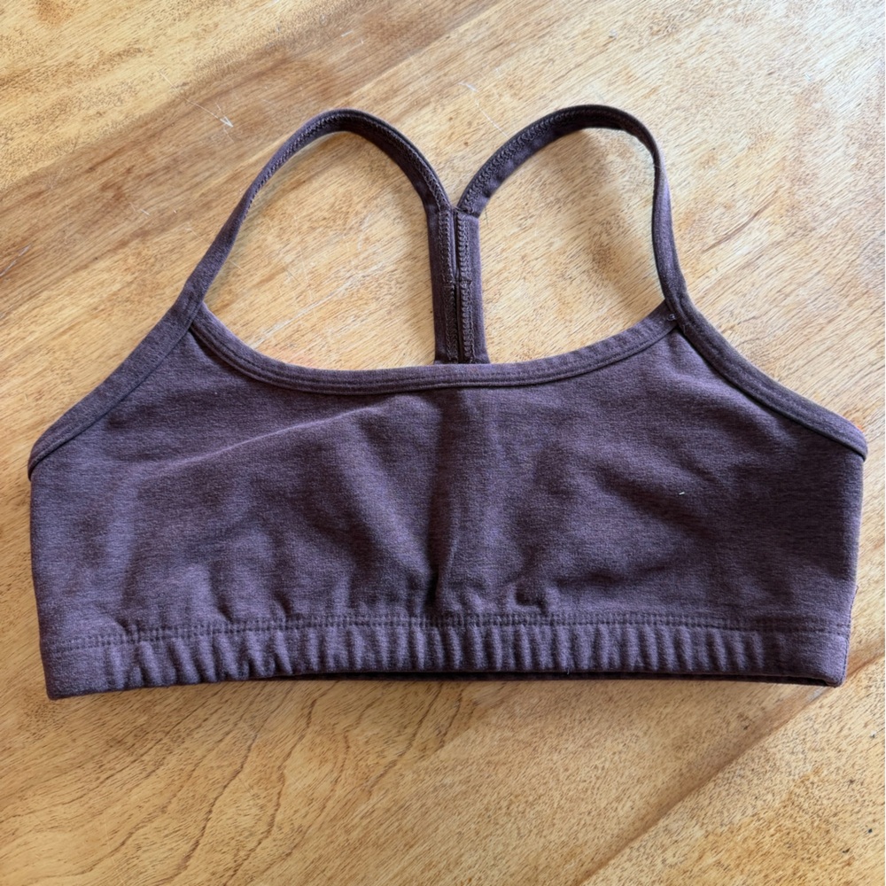 Beyond Yoga Spacedye Racerback Bra in XS (in bold mocha heather)